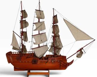 Vtg. Wooden Sailing Ship