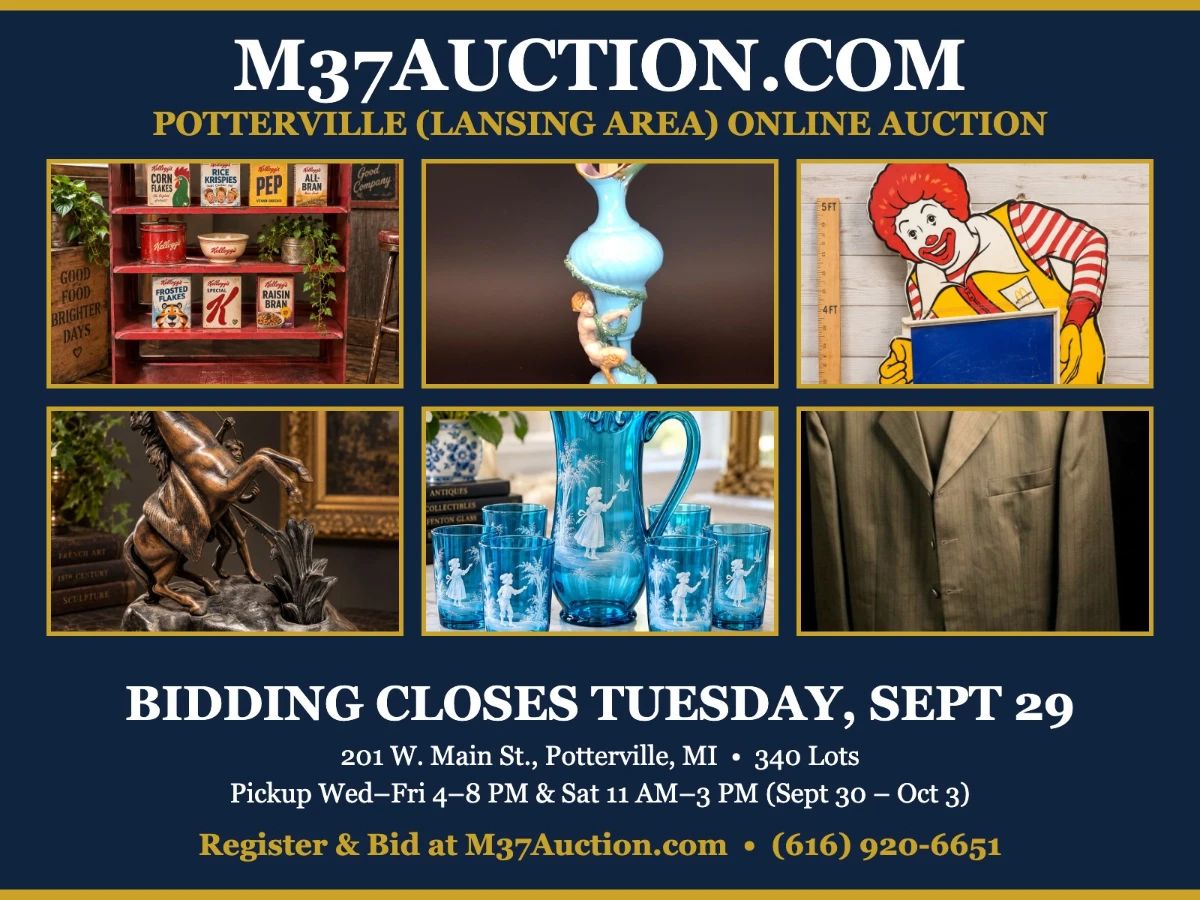 Potterville (Lansing Area) Online Auction – Bidding Closes Tuesday, Sept 29 – Pickup Wed–Sat, Sept 30–Oct 3