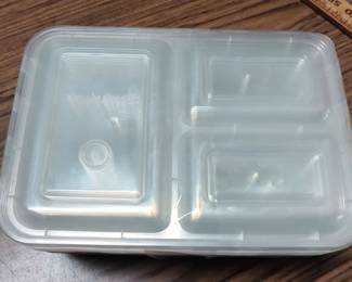 Large Lot Simply Green 3-Compartment Meal Prep Containers with Lids