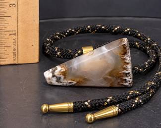 Vintage Polished Agate Bolo Tie