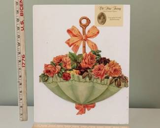 Victorian-Style Die-Cut Parasol Gift Holder with Roses