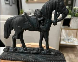 Antique 19th-Century Cast Iron Saddled Horse Doorstop