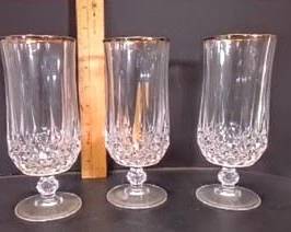 Set of 3 Cristal d'Arques France Crystal Goblets
