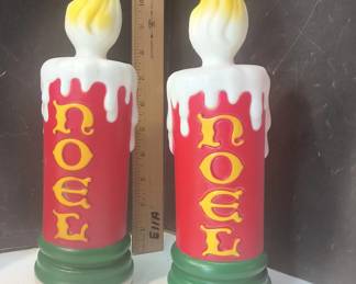Pair Vintage Empire NOEL Christmas Candle Blow Molds β 11"