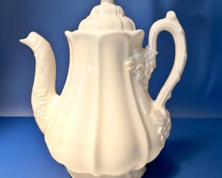 Vintage Red Cliff Ironstone Grape Pattern Teapot β White