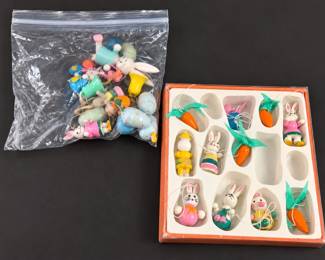 Vintage Easter Ornament Lot β Bunnies, Carrots & Figures