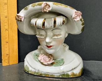 1950s Royal Japan Lady Head Vase β Pink Roses