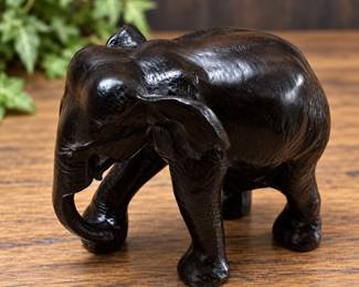 Hand-Carved Ebony Elephant Figurine β African Folk Art