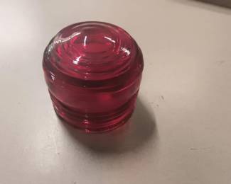 Vintage Red Glass Fresnel Signal Lens
