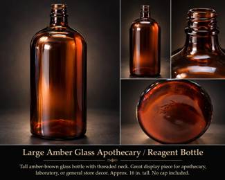 Large Amber Glass Apothecary Reagent Bottle