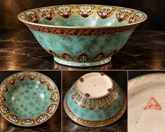 Large Japanese Porcelain Art Bowl, Hand-Decorated in Hong Kong β 12"