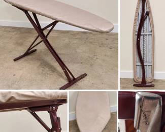 Vintage Folding Ironing Board - Burgundy Metal Frame - Padded Cover