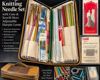 Vintage Knitting Needle Case β Full of Needles + Hairpin Loom