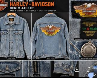 Vintage 1990s Harley-Davidson Denim Jacket, Size L β Made in Canada