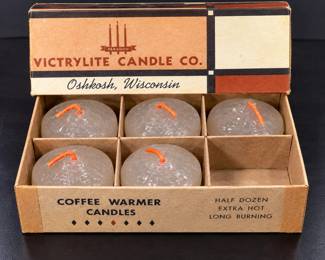 Vintage Victorylite Coffee Warmer Candles in Box β Oshkosh, WI