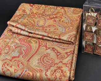 Springmaid Paisley Jacquard Shower Curtain with 12 Hooks