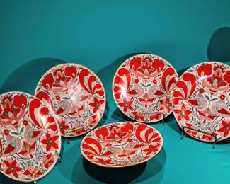 Lomonosov USSR Magic Birds Porcelain 5-Pc Set