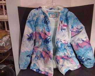 Hurley Girls Mountain Print Hooded Winter Jacket Size 10/12