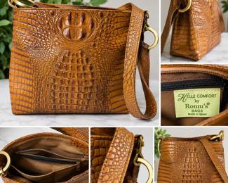 1980s Helle Comfort Croc-Embossed Leather Shoulder Bag β Spain