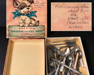 Vintage Child's Flatware Set with Family Note