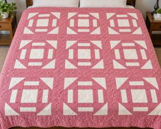 Handmade 1920β30s "Hole in the Barn Door" Quilt β 80" x 90"