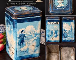 Old Dutch Holland Lithographed Tin Sugar Canister