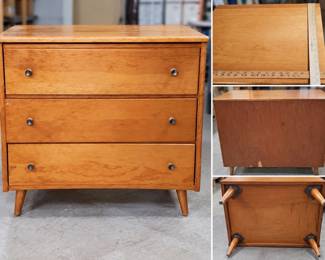 Mid-Century 3-Drawer Wood Dresser with Tapered Legs - Approx. 29" Wide