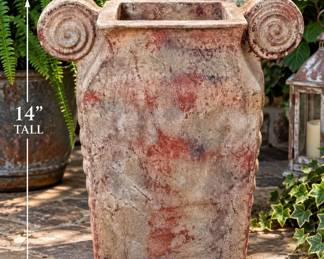 Large Heavy Terra Cotta Rectangular Floor Vase β 14"