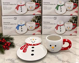 Dept. 56 Snowman Cocoa & Cookies Sets β 4 Boxed Sets