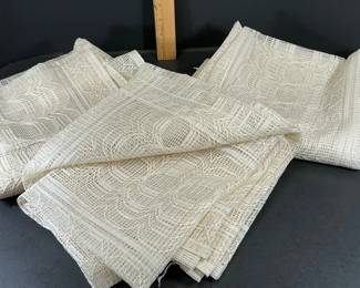 3 Vintage Off-White Floral Lace Curtain Panels β 40" x 60"