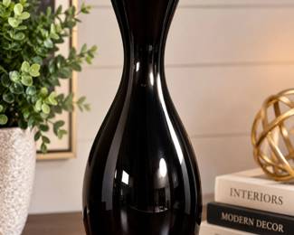 Rosenthal "Hollywood" Hourglass Glass Vase In Glossy Black And White