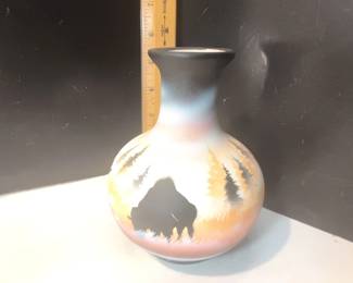 Signed Southwestern Art Pottery Vase β Bear & Pine Design