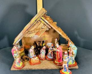 1960s Sculptcraft 9-Piece Plaster Manger Scene - Marked Italy