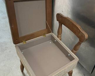 Vintage Mid-Century Wooden Sewing Chair β Lift Seat with Hidden Storage