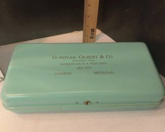 Vintage Donovan Gilbert & Co. Lansing, MI Key Set in Aqua Lock Box