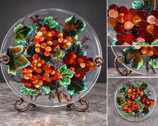 Joan Baker Designs Hand-Painted Art Glass Plate β 9.5"