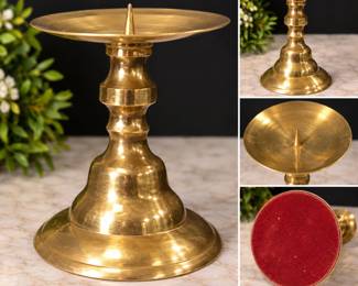 Heavy Brass Pedestal Candle Holder β 5.5"