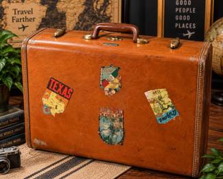 1950s Samsonite Suitcase with Retro Texas, Georgia & Mexico Travel Decals
