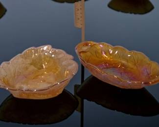 2 Indiana Glass Goldentone Carnival Bowls β 1970s