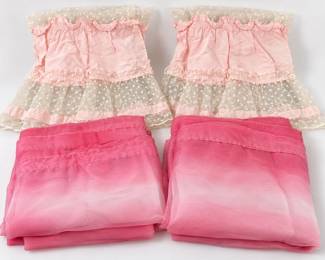 Vintage Pink Dotted Swiss & Ombre Sheer Curtain Set β 4 Panels