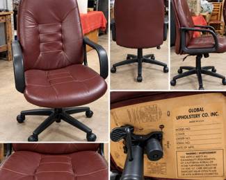 Global Upholstery Burgundy High-Back Executive Swivel Office Chair - Adjustable