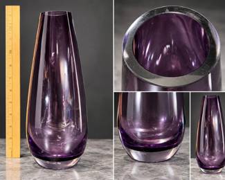 Tall Amethyst Art Glass Vase β 12.5"