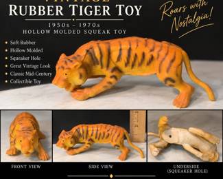 Vintage Rubber Crouching Tiger Toy, 1950sβ70s