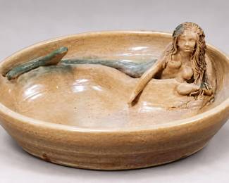 Wheel-Thrown Mermaid Trinket Dish β 7"