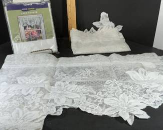 3-Pc White Floral Lace Curtain Set β New in Package