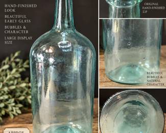 Large Early Aqua Glass Bottle