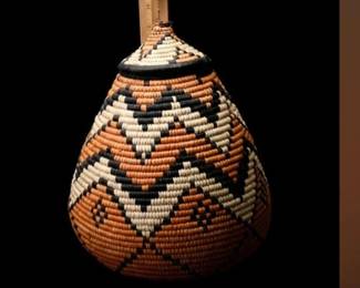 Vintage Zulu Ukhamba Lidded Beer Basket - South Africa