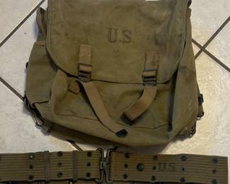 WwII musette bag and pistol belt