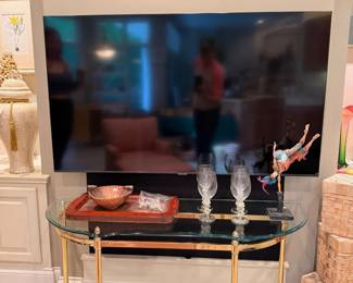 Brass & Beveled Glass Console Table