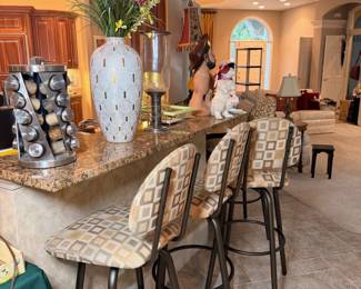 Four matching swivel bar stools